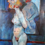 Acryl schilderij, Maya Wildevuur, Naakt, 1989